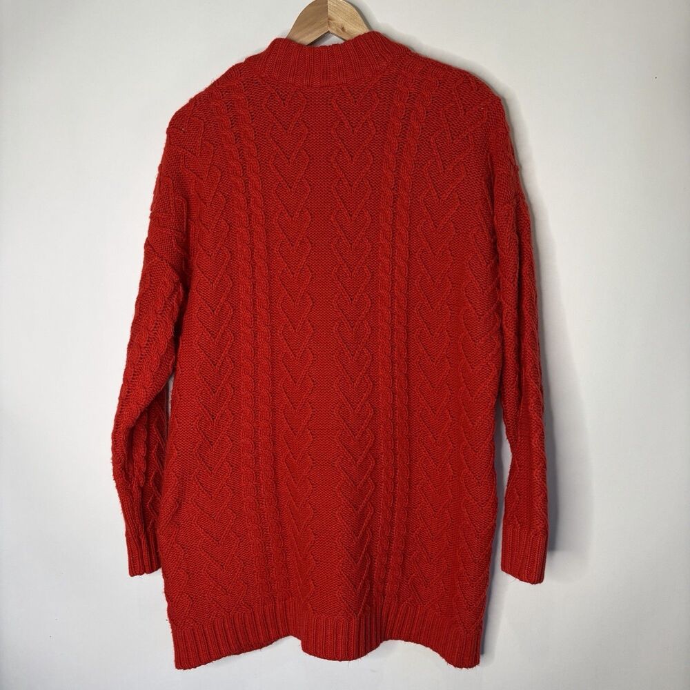 Torrid Sweater Boyfriend Cardigan Cable Knit Jester Red Long Pockets Women 1X - Picture 5 of 7